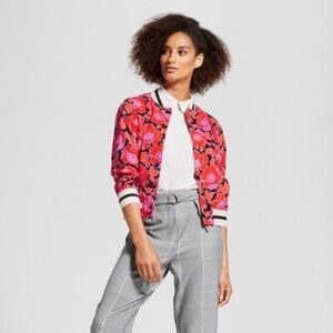 Womens Varsity Bomber Jacket - Who What Wear™ Orange Floral